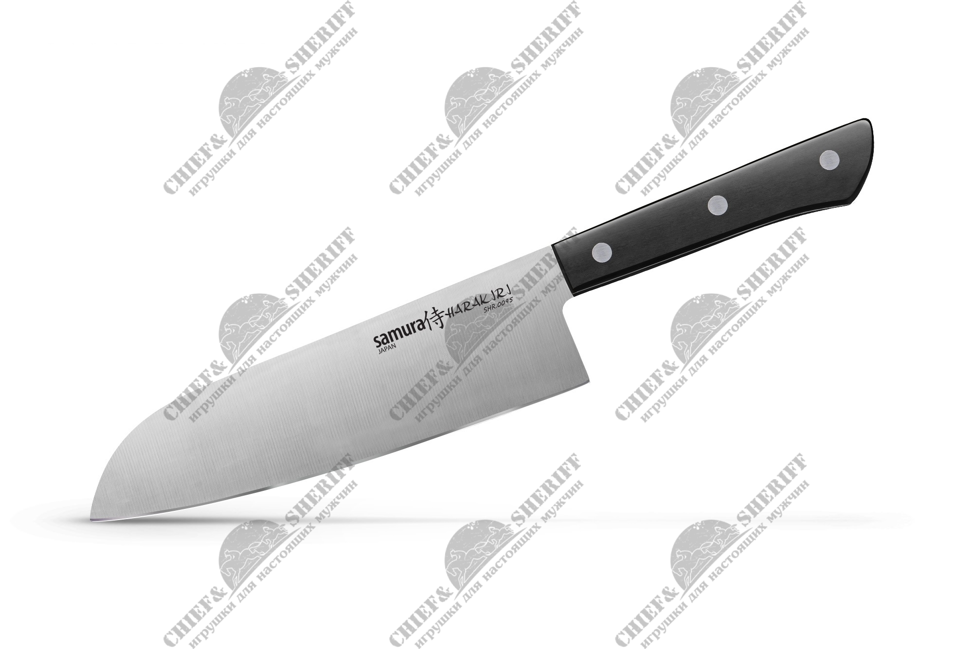 Нож кухонный Samura Harakiri Сантоку 175 мм, коррозионно-стойкая сталь, ABS пластик, SHR-0095B