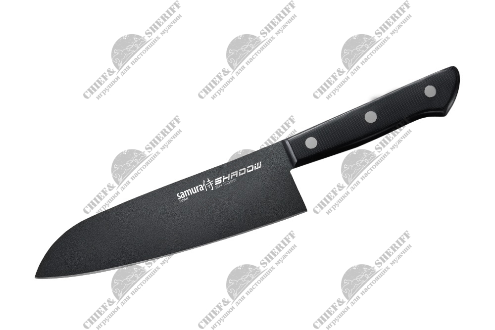 Нож кухонный Samura Shadow Сантоку с покрытием Black Fuso 170 мм, AUS-8, G-10, SH-0095