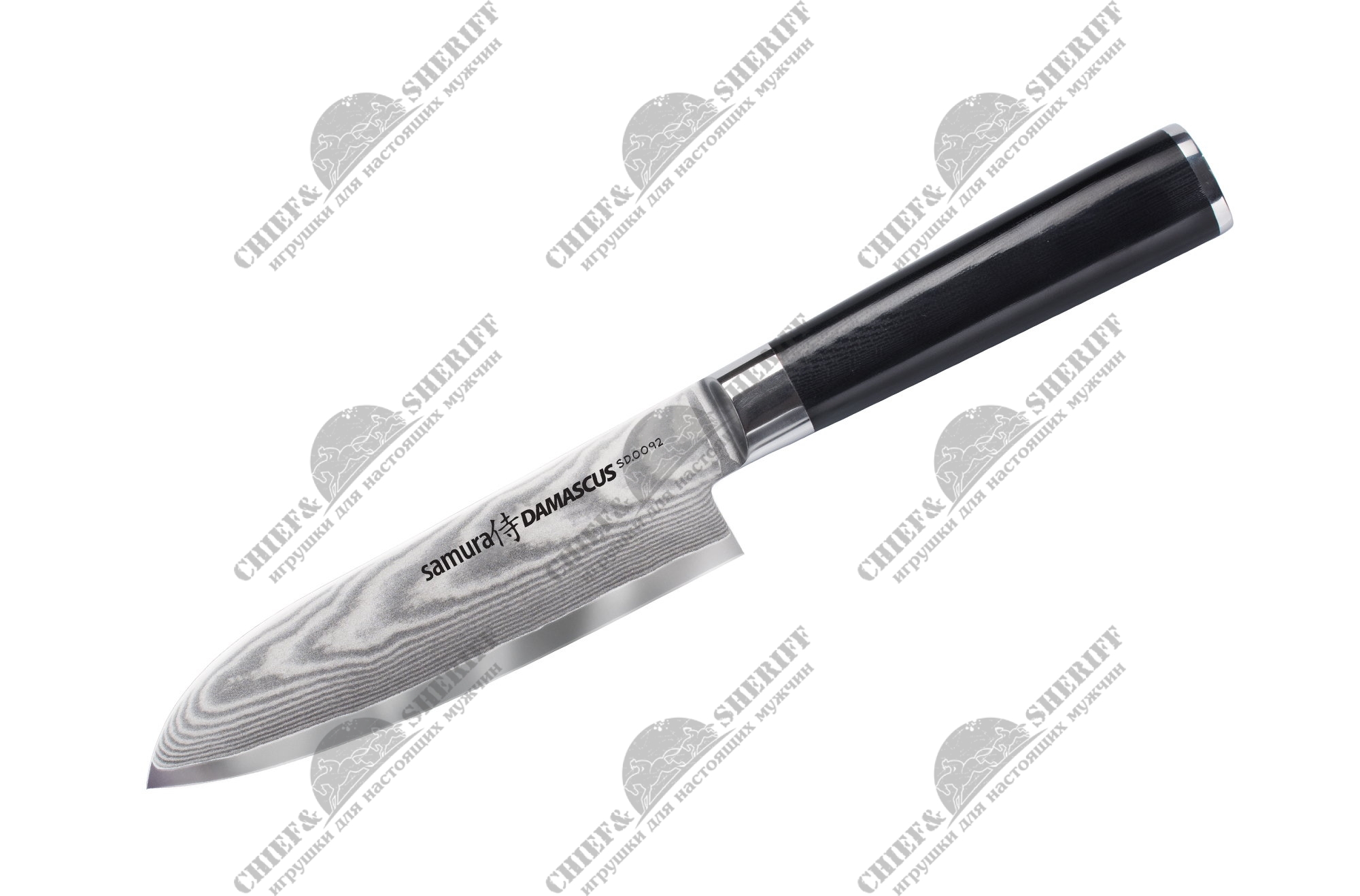 Нож кухонный Samura Damascus Сантоку 150 мм, G-10, дамаск 67 слоев, SD-0092