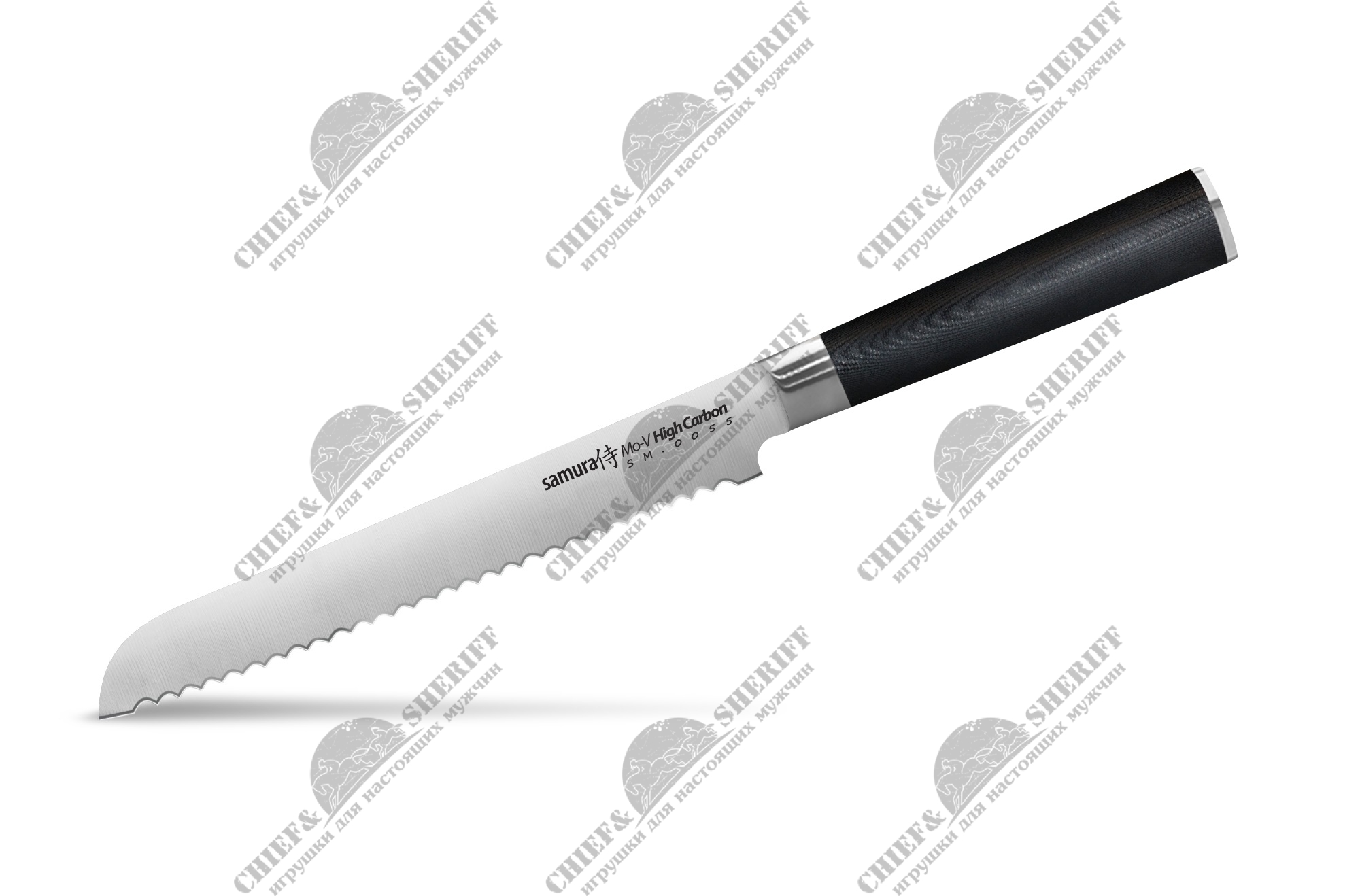 Нож кухонный Samura Mo-V для хлеба 230 мм, G-10, SM-0055