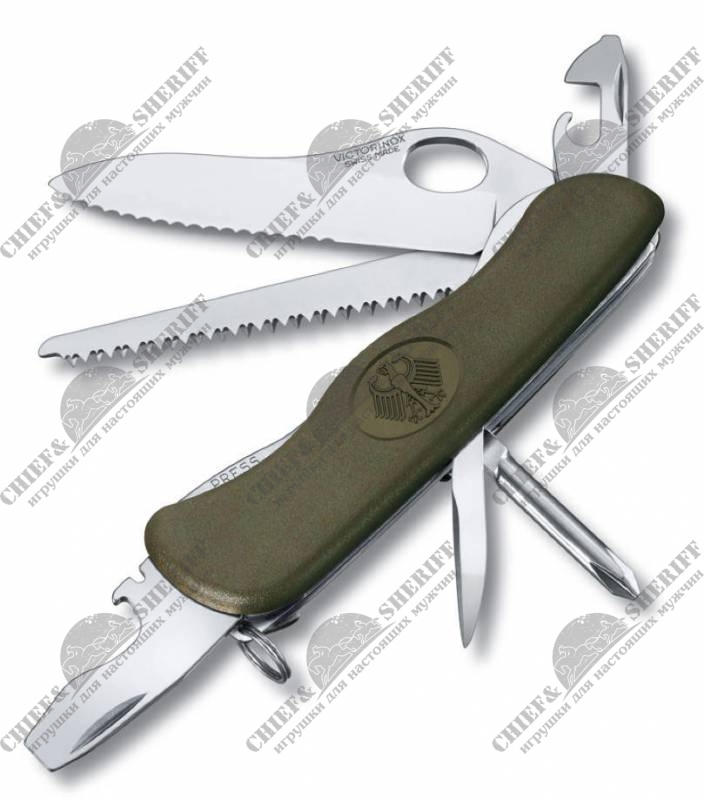 Швейцарский армейский нож Victorinox Military (оливковый) 111мм, 10 функций, 0.8461.MW4DE