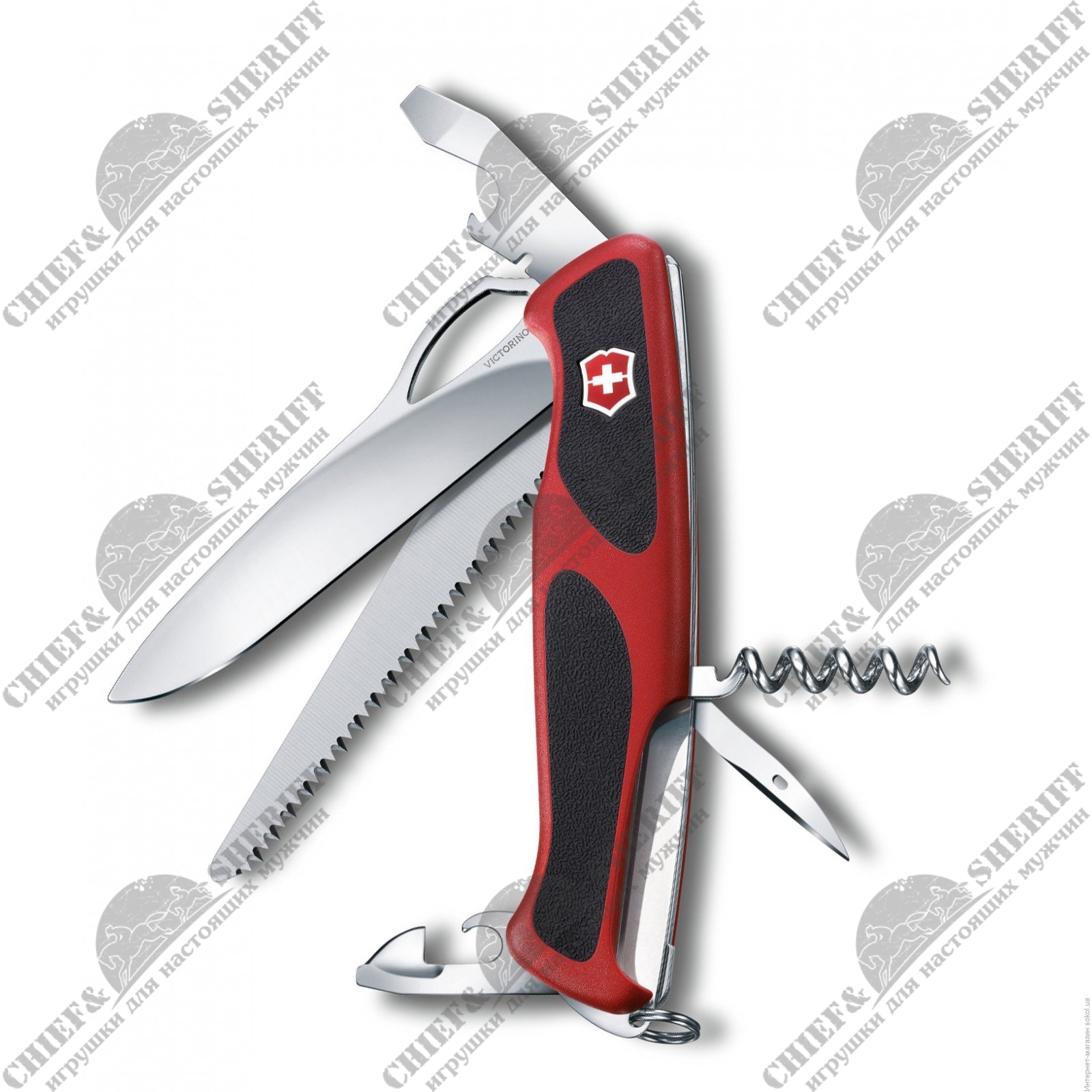 Нож перочинный Victorinox RangerGrip 79 (красный/черный) 130 мм 12 функций, 0.9563.MC