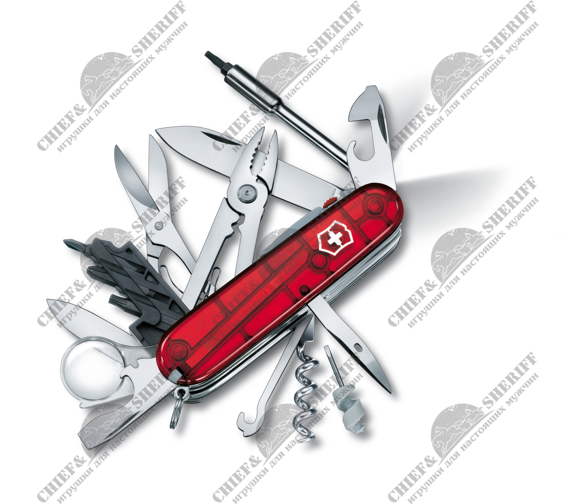 Швейцарский нож Victorinox Cyber Tool Lite (полупрозрачный красный) 91 мм, 36 функций, 1.7925.T