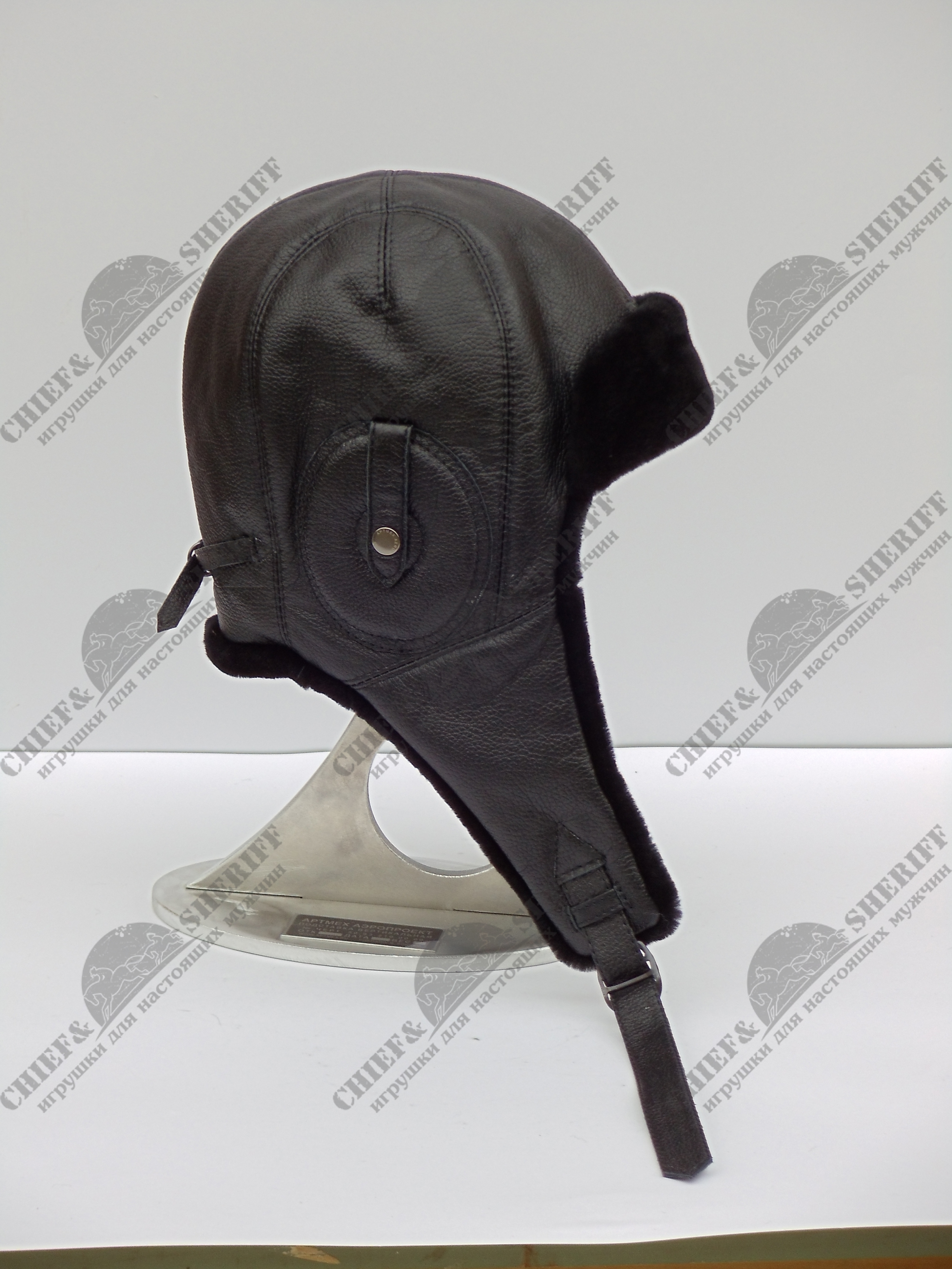 Кожаный шлем японский Артмех на овчине, коз. овчина