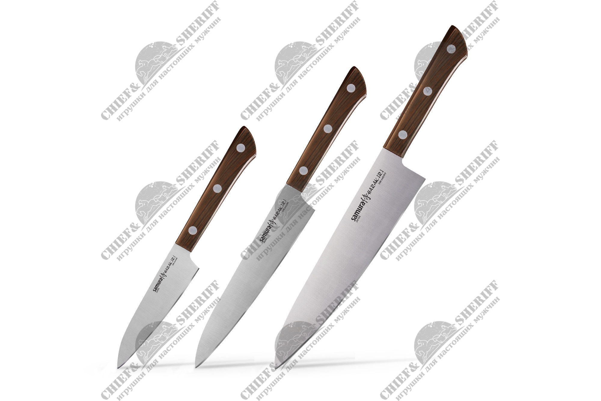 Набор ножей 3 в 1 Samura Harakiri (11, 23, 85), AUS-8, ABS пластик, SHR-0220WO