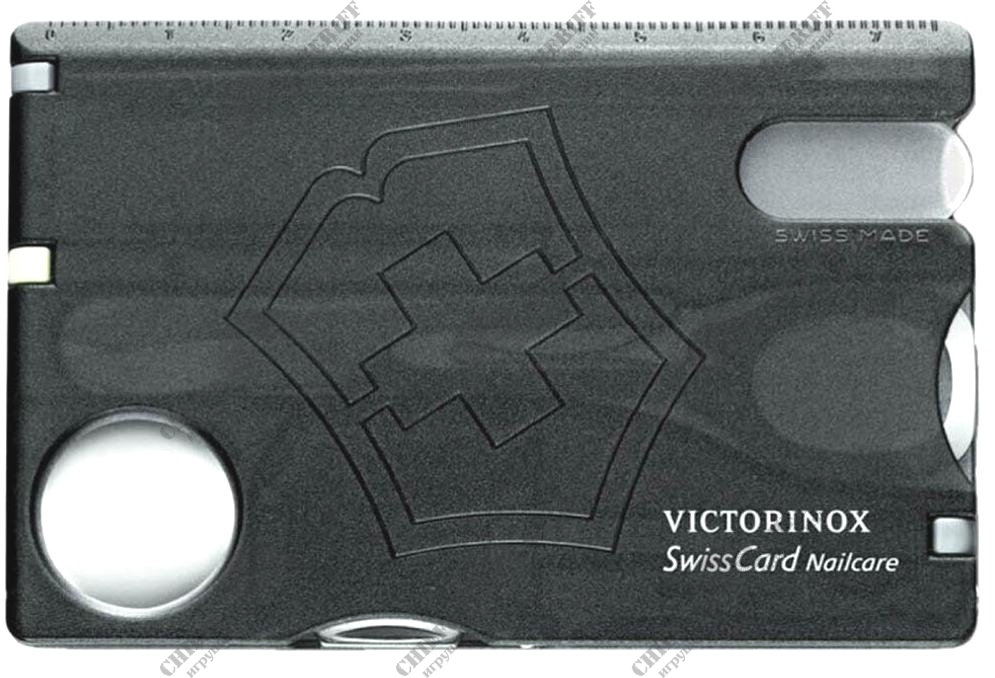 Швейцарская карта Victorinox SwissCard Nailcare, 0.7240.T3, 13 функций, полупрозрачный черный