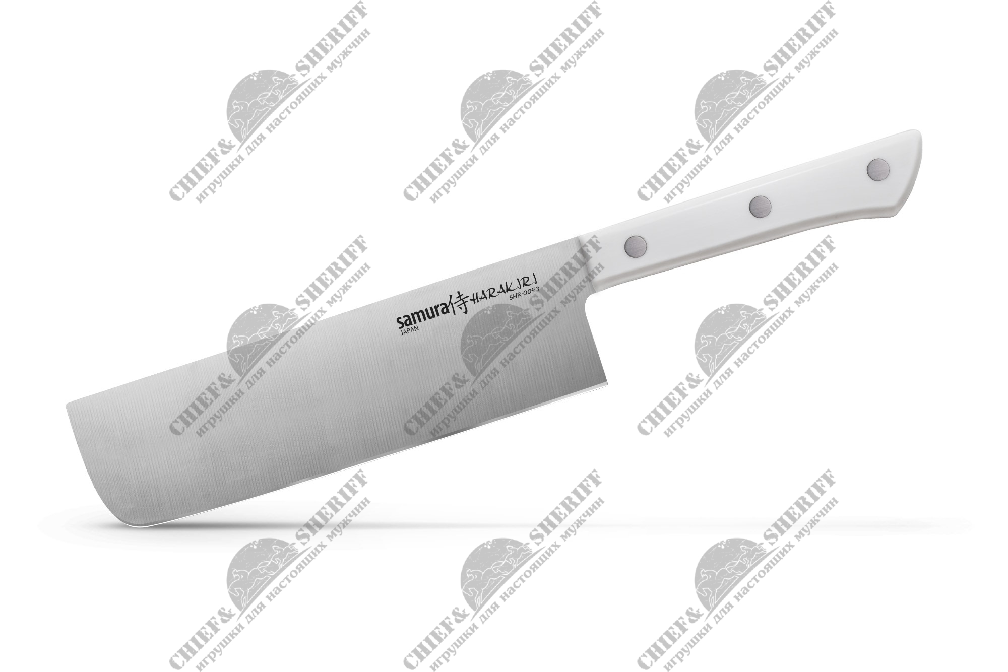 Нож кухонный Samura Harakiri, накири 161 мм, сталь AUS 8, ABS пластик, SHR-0043W